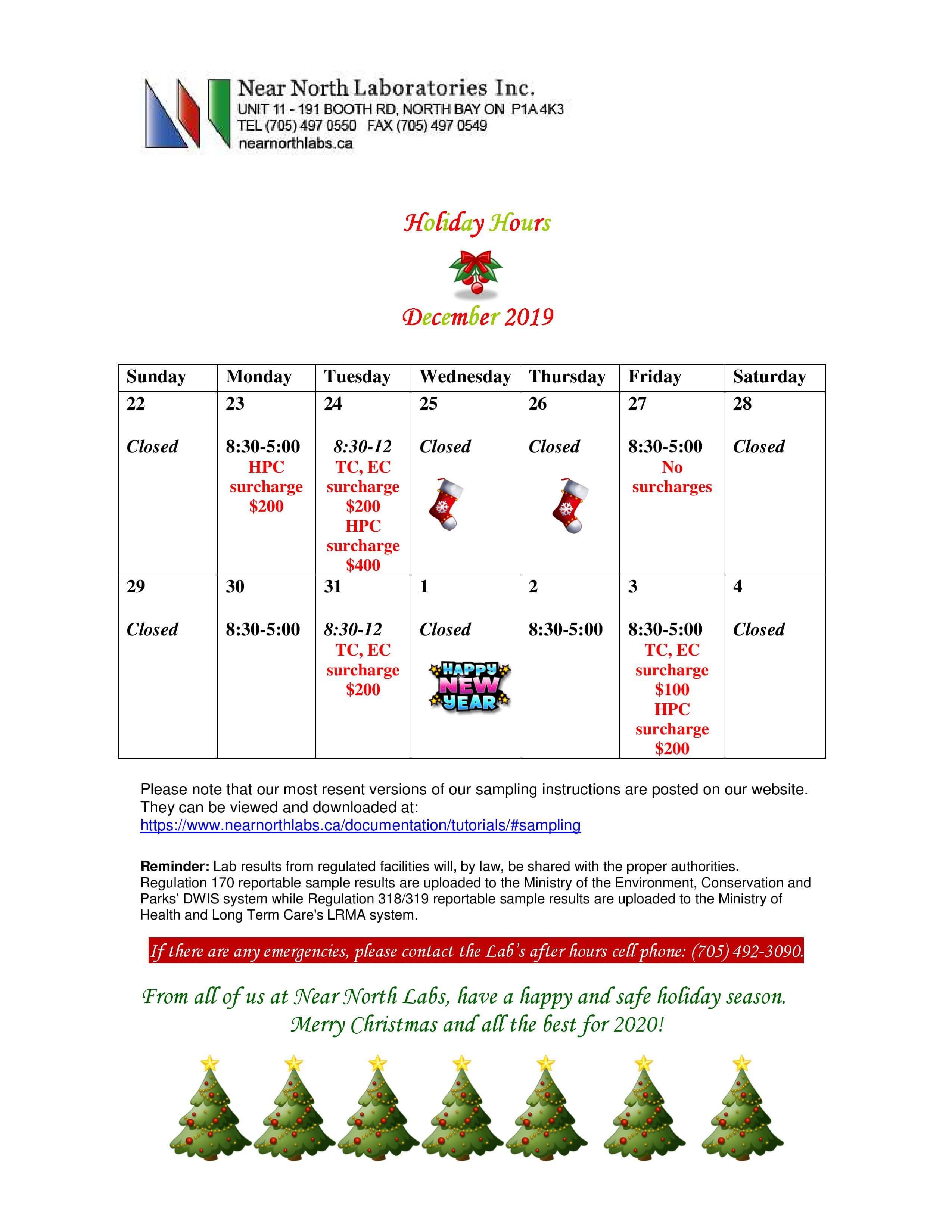 Holiday Hours 2019